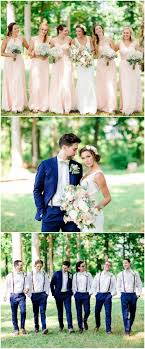 Spring Wedding Fashion Groomsmen In Suspenders Navy Blue Suit Pastel Floral Weddin Light Pink Bridesmaids Light Pink Bridesmaid Dresses Blue Wedding Bouquet