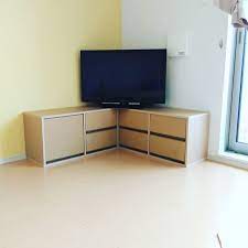 無印良品のパルプボードボックスとダンボール引出でテレビ台兼オモチャ収納 レコーダーと充電器などのごちゃごちゃする配線は パルプボードボックス テレビ台 テレビ台 diy カラーボックス