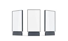 Blank White Pylon Mock Up Set Isolated 3d Rendering Empty Street Banner Mockup Front Left And Right Side View Clear Outdoor Screen For Advertising Digita