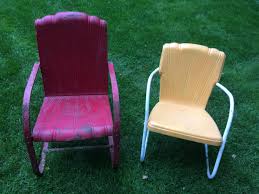 1939 Cleveland Welding Vintage Metal Lawn Chairs The Yellow Was Advertised As The Restmaster Metal Lawn Chairs Lawn Chairs Metal Outdoor Chairs