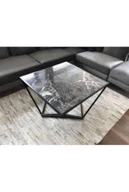 Piramit Mermer Orta Sehpa Black Portoro Kahve Masasi Ev Ic Mekanlari Ev Icin