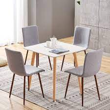 Explore fantastic furniture's range of dining tables including glass, white, square and timber dining tables. Dining Room Set For 4 Square Dining Table And 4 Grey Fabric Dining Chairs With Metal