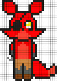 Foxy Fnaf Perler Bead Pattern Bead Sprite Pixel Art Grid Pixel Art Perler Bead Patterns