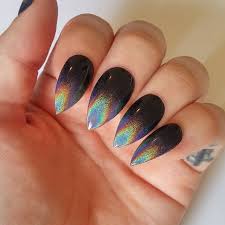 Holo Oil Slick Ombre Mmhmm Nails Pressonnails Nailart Notd Holographicnails Holographic Holos Holographic Nail Designs Ombre Nail Designs Black Nails