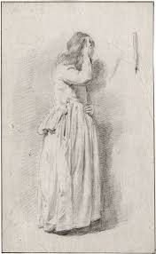 Van Brussel Hermanus Two Works Junges Sich Kammendes Madchen Vor Dem Spiegel Junge Magd Von Hinten Gesehen Mutualart