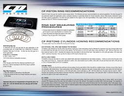 Cp Pistons Ring Spec Sheet Gap Process Installation