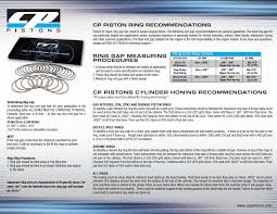 cp pistons ring spec sheet gap process installation