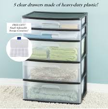 This first idea is the easiest and the most fun way to decorate your storage containers. Home Organization Plastic Storage Tower 5 Drawer Wide Cabinet Clear Heavy Duty Organizer Furniture Storage Boxes