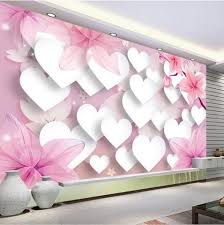 Love is a wonderful state of mind, and the eyes of lovers exude genuine joy. 3d White Hearts Pink Flowers Wall Mural Wallpaper For Walls Wall Painting Living Room Wall Wallpaper Wall Murals