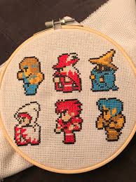 Cross stitch pattern of a chocobo from final fantasy. Fo The Sprites From Final Fantasy 1 Pattern From Cross Stitch Quest Crossstitch