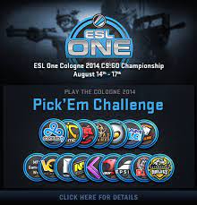 Cologne 2014 results, schedules, vods, streams, and news coverage. Global Offensive The Cologne 2014 Pick Em Challenge Counter Strike