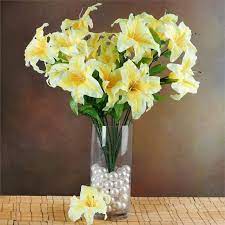 54 Supersized Artificial Casa Blanca Lily Yellow Efavormart Artificial Flowers And Plants Flower Bouquet Wedding Silk Flower Petals