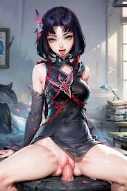 Rule 34 Dev - ai_assisted ai_generated black_hair detached_sleeves dress  dress_lift green_eyes mobile_legends mobile_legends:_bang_bang sailencer  self_upload short_hair spread_legs stable_diffusion straddling tongue_out  vaginal_insertion ...