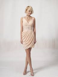 Pretty Chiffon Deep V Neckline Low Back Beaded Waistband Ruffled Short 169 99 Free Shipping I Cheap Wedding Dress Colored Wedding Dresses Bridesmaid Dresses