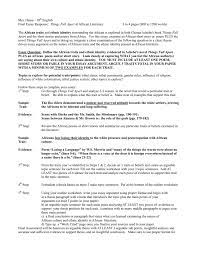 Give author and title (chinua achebe, things fall apart). Mrs Hume 10th English Final Essay Response Things Fall Apart