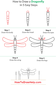 Vertical line represents dragonfly's long body and the short horizontal line is the place where we shall draw the eyes. How To Draw A Dragonfly Step By Step Tutorial Dragonfly Art Dragonfly Drawing Dragonfly Painting