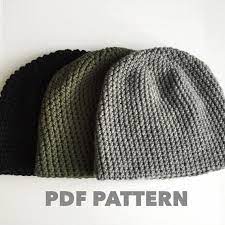 Crochet Pattern Mens Easy Beanie Hat Crochet Hat Pattern For Etsy Crochet Mens Hat Mens Crochet Crochet Hats
