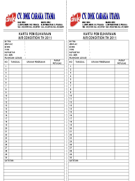 Contoh kartu kontrol perawatan ac. Kartu Pemeliharaan Ac