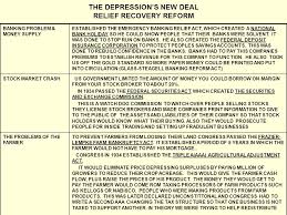 The Depressions New Deal Relief Recovery Reform Banking