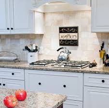 White Cabinets And Venetian Ice Countertops Granite Countertops Kitchen White Backsplash Granite Backsplash