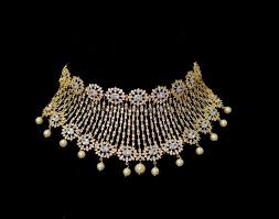 Designer White Stone Choker From Sri Fine Jewellery South India Jewels Bridal Necklace Designs Stone Choker Choker Necklace Designs