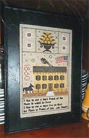 This pattern immediately caught my eye. Chessie And Me Lincoln Home 1860 Sampler Cross Stitch Pattern 123stitch