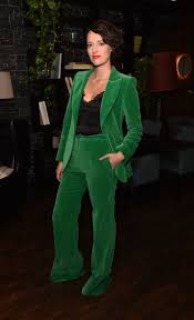 How did you become a model? Phoebe Waller Bridge Wears Victoria Beckham Pre Spring Summer 2020 Green Velvet Tuxedo Suit World Of Victoria Beckham