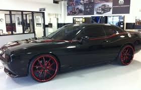Black And Red Challenger 2008 Dodge Challenger In For Service Very Rare Dark Tinted Windows Red Rims 6 1 Hemi Dream Cars Dodge Charger Hellcat Dodge Challenger