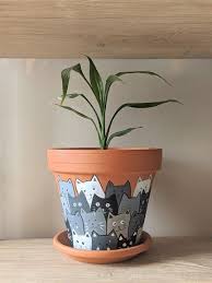 Painted Cats Terracotta Flower Pot In 2020 Painted Pots Diy Terracotta Flower Pots Painted Flower Pots