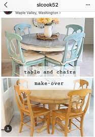 Table Redo With Cream And A Drift Wood Top And A Soft Aqua Paint For The Chairs Kitchen Table Makeover Diy Furniture Furniture Makeover