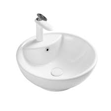 ceramic round sink above counter white