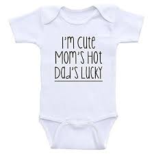 Baby Clothes Im Cute Moms Hot Dads Lucky Baby Onesies For Boys Girls Nbshort Sleeve Black Text You Can Get Addi Baby Boy Body Suits Baby Onesies Baby Clothes