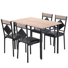 Bonzy home dining room table set 3, 3 piece kitchen table set with two benches, modern wood look table set for kitchen,dining room, restaurant (light brown) 4.2 out of 5 stars 88 $149.99 $ 149. Boyel Living Nature Dining Table Set Wood Kitchen Table And 4 Leather Dining Chair 5 Piece Kitchen Table Set With Metal Frame Black Yahoo Shopping