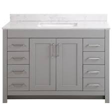 Home Decorators Collection Westcourt 49 In W X 22 In D Bath Vanity In Sterling Gray With Stone Effect Vanity Top In Pulsar With White Sink Wt48p2v3 St In 2020 White Sink Bath