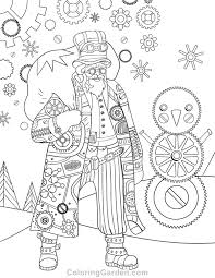 Illustrations of steam punk mechanisms and of steampunk mechanical animals. Steampunk Christmas Adult Coloring Page
