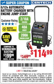 Cen Tech 2 10 40 200 Amp 6 12v Automatic Battery Charger With Engine Jump Start For 114 99 In 2020 Automatic Battery Charger Portable Battery Charger Battery Charger
