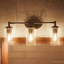 Urban Ambiance Luxury Vintage Bathroom Vanity Light Medium Size 10 H X 23 W With Antique Style Elements Elegant Estate Bronze Finish And Seeded Glass Includes Edison Bulbs Uql2272 Walmart Com Walmart Com