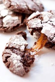 I Would Love This With A Cup Of Coffee Salted Caramel Stuffed Chocolate Crinkle Cookies Chocolate Crinkle Cookies Desserts Chocolate Crinkles