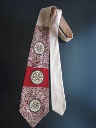 1940s Snowflake Print Tie Art Deco Silk Red Grey Brown 1950s Etsy Printed Ties Red And Grey Brown And Grey