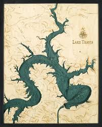 Lake Travis Tx 3 D Nautical Wood Chart 24 5 X 31