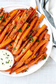 They are wonderful all by themselves or these carrot chips are especially good! Oven Baked Carrot Fries