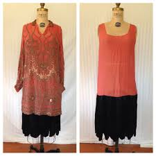 Beaded Coral Black Tunic Dress 1920s Medium Large Etsy Black Tunic Dress 1920s Dress Jazz Dress