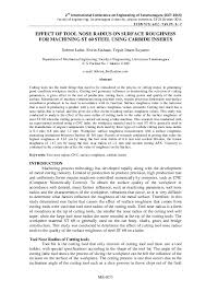 Pdf Effect Of Tool Nose Radius On Surface Roughness For