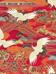 Equilter Japanese Import 1000 Tsuru Ii Cranes Overhead Red Gold Japanese Art Japan Art Asian Art