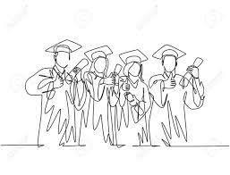 At life drawing academy such support is unlimited, available for a lifetime, includes your artworks critiqued, and comes at no extra cost. One Line Drawing Group Of Graduate Male And Female College Student Royalty Free Cliparts Vectors And Stock Illustration Image 150291524