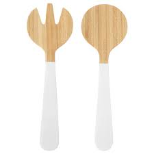 Gripande 2 Piece Salad Server Set Bamboo White Ikea In 2020 Ikea Salad Servers Bamboo