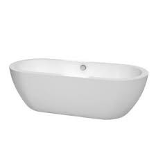 Wyndham Collection Soho 71 5 In Acrylic Flatbottom Center Drain Soaking Tub In White Wcobt100272 The Home Depot Free Standing Bath Tub Soaking Bathtubs Soaking Tub