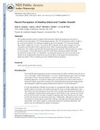Pdf Parent Perception Of Healthy Infant And Toddler Growth