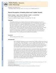 pdf parent perception of healthy infant and toddler growth