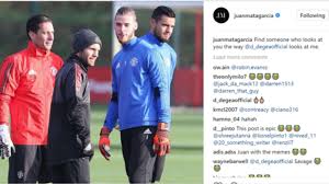 Save and share your meme collection! Manchester United News David De Gea Offers Middle Fingered Response To Cheeky Juan Mata Love Post Goal Com